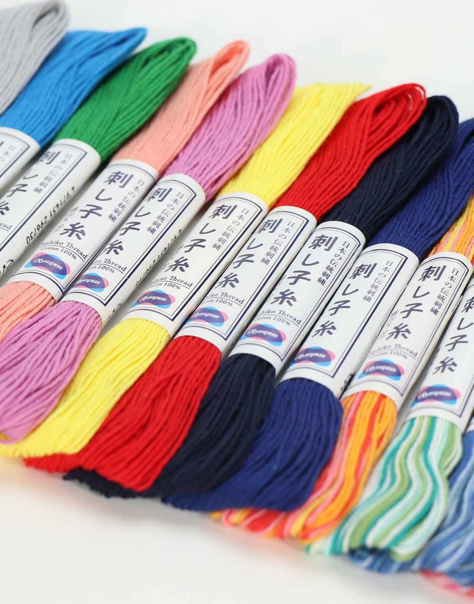 Sashiko kit, Daruma Sashiko Thread, Needles and Cotton Fabric with Grid  Line Pri