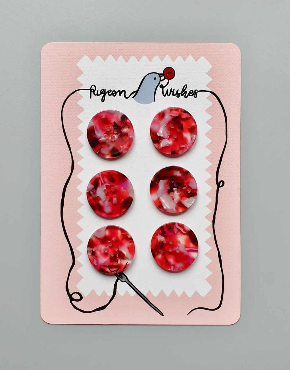 Cherry Bomb 25mm Buttons, Set of 6 – Clothkits