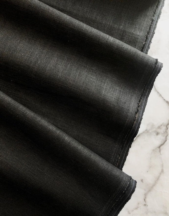 Remnant 1.7m - Black Washed Linen-Handle Fabric