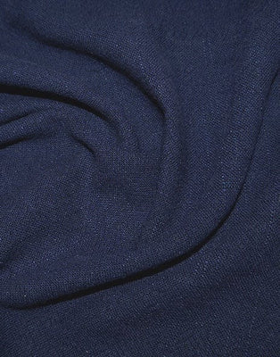 Remnant 90cm -Navy Stonewashed Linen Viscose Fabric