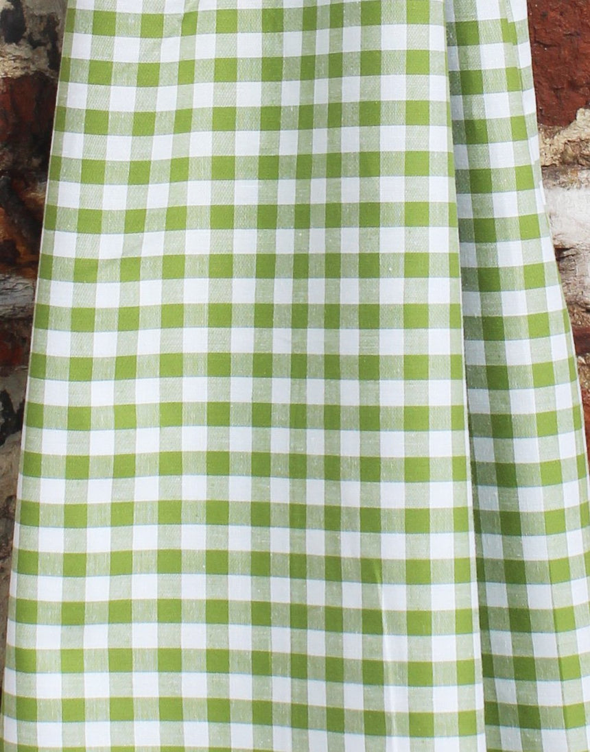 Small Moss Green Gingham Cotton Fabric