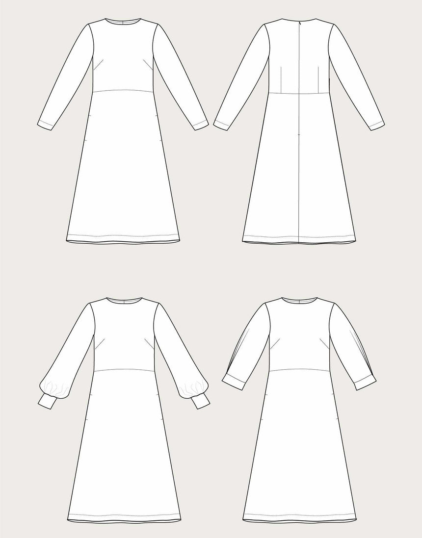 Multi-Sleeve Midi Dress Sewing Pattern, The Assembly Line