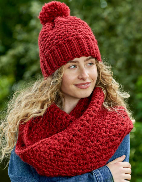 West Yorkshire Spinners Crochet Patterns Ruby Crochet Hat and Cowl Pattern for Retreat Super Chunky Roving Yarn, PDF Download 5053682005004