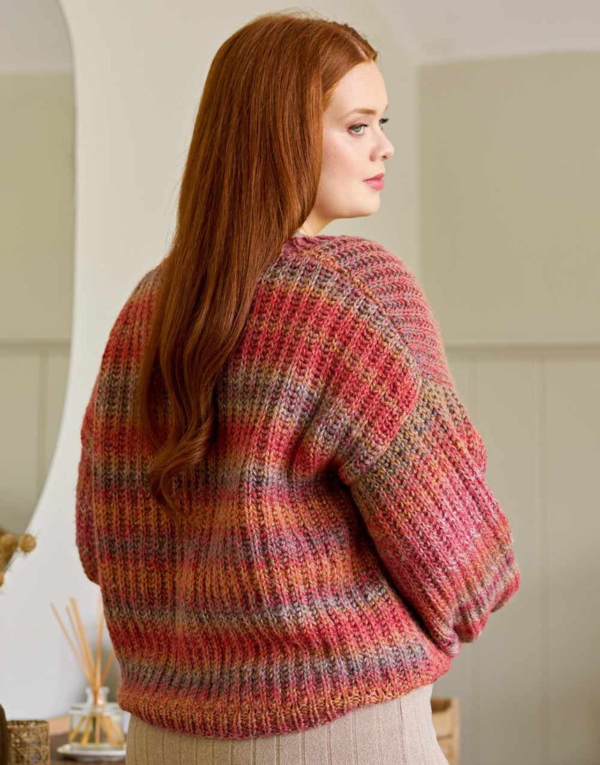 Thora Cardigan Knitting Pattern for Re:Treat Twist Chunky Yarn, Chloe Birch