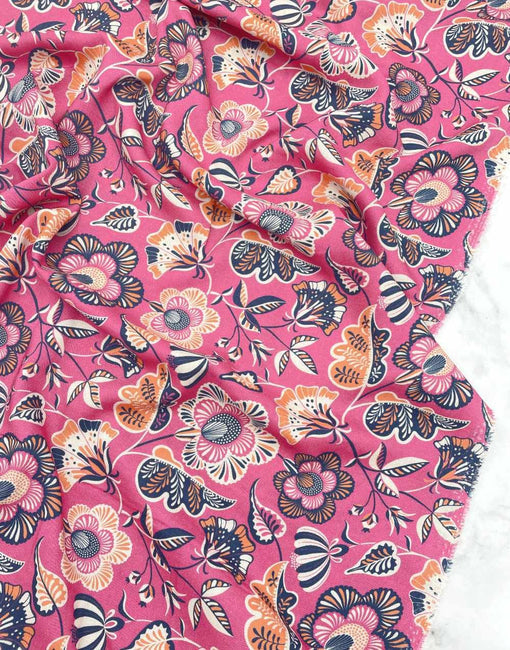 Remnant 1.95m - Pink Amsterdam Rayon Fabric