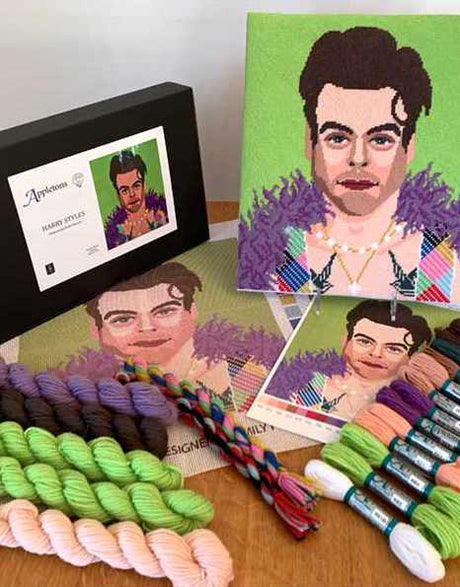 Harry Styles Needlepoint Printed Canvas Kit, Emily Peacock