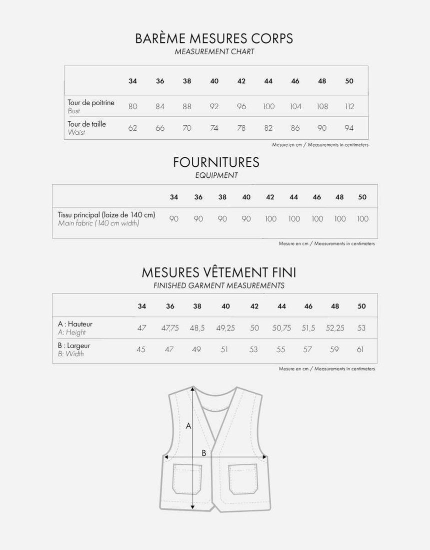 La Petite Vest Waistcoat Sewing Pattern, Atelier Brunette