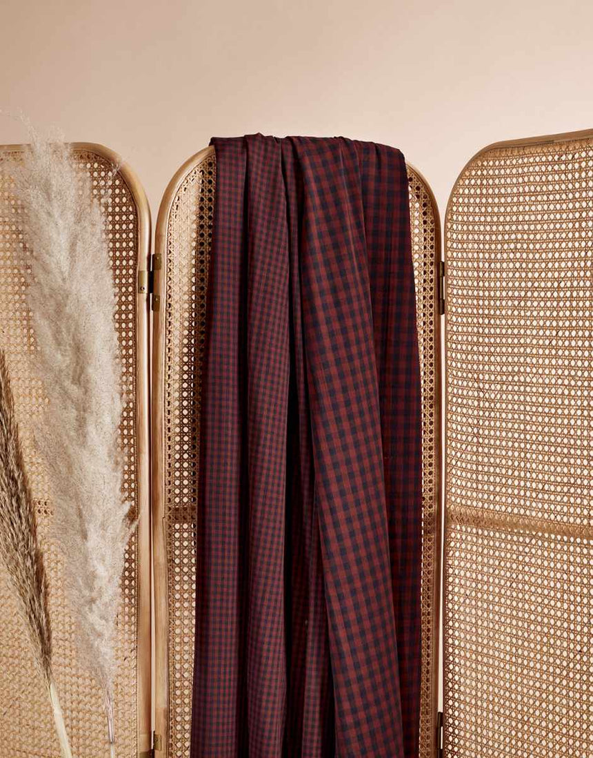 Atelier Brunette Double Gauze Rust Double Sided Gingham Cotton Double Gauze Fabric, Atelier Brunette 15805