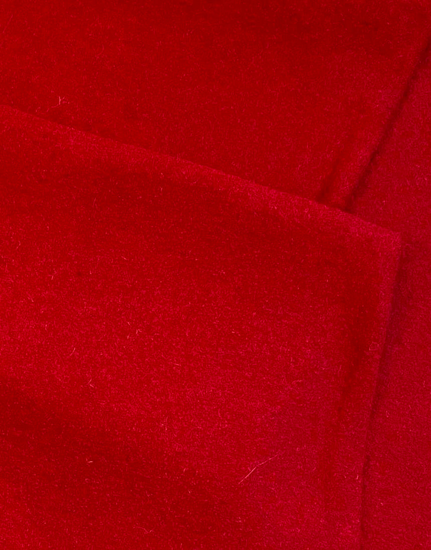 Remnant 95cm -Red 100% Boiled Wool Fabric