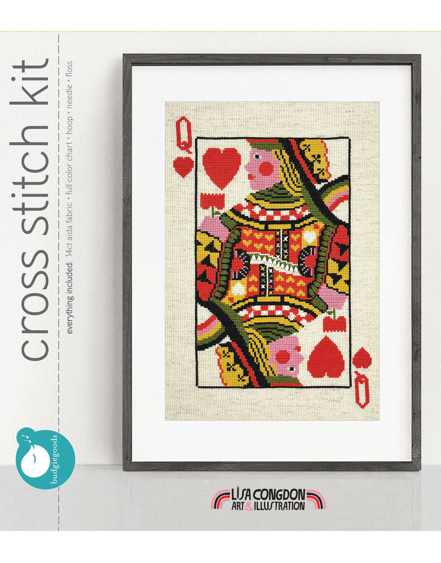 Queen of Hearts Cross Stitch Kit, Lisa Congdon for Budgiegoods