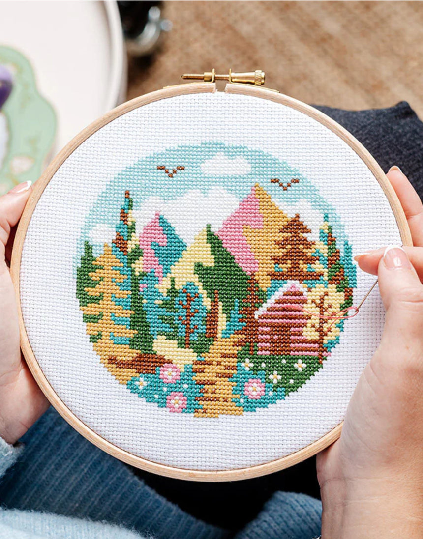 Forest Peaks Cross Stitch Kit, Caterpillar Cross Stitch