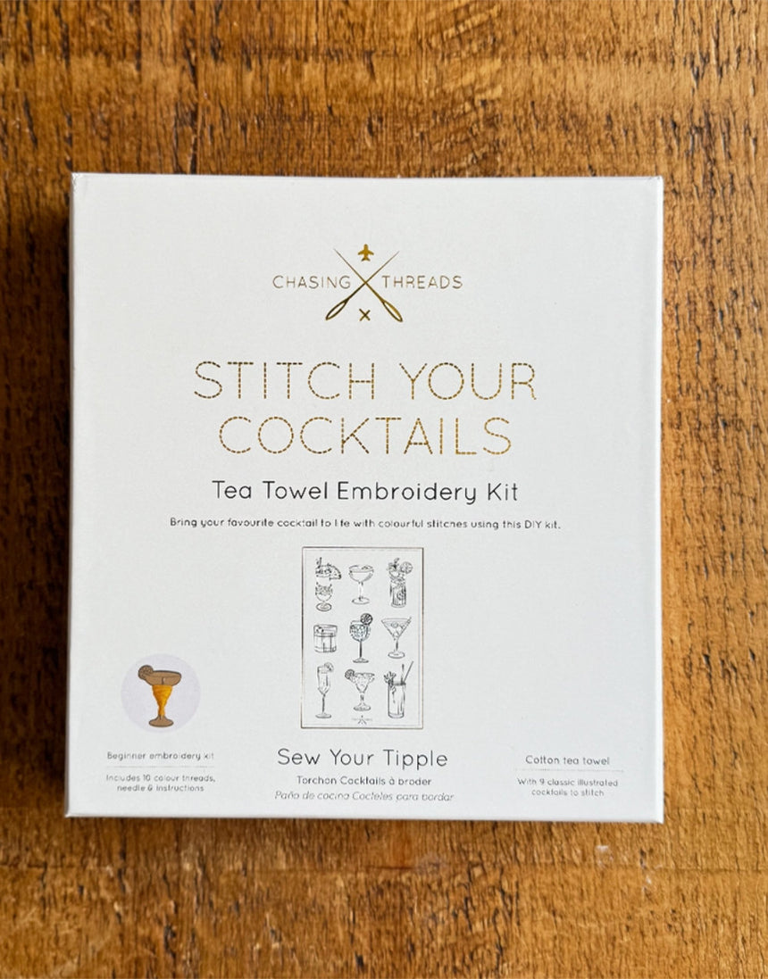 Stitch Your Cocktails Tea Towel, Chasing Threads