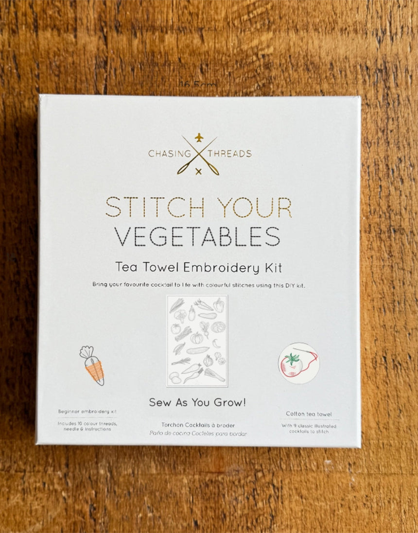 Stitch Your Vegetables Tea Towel, Chasing Threads