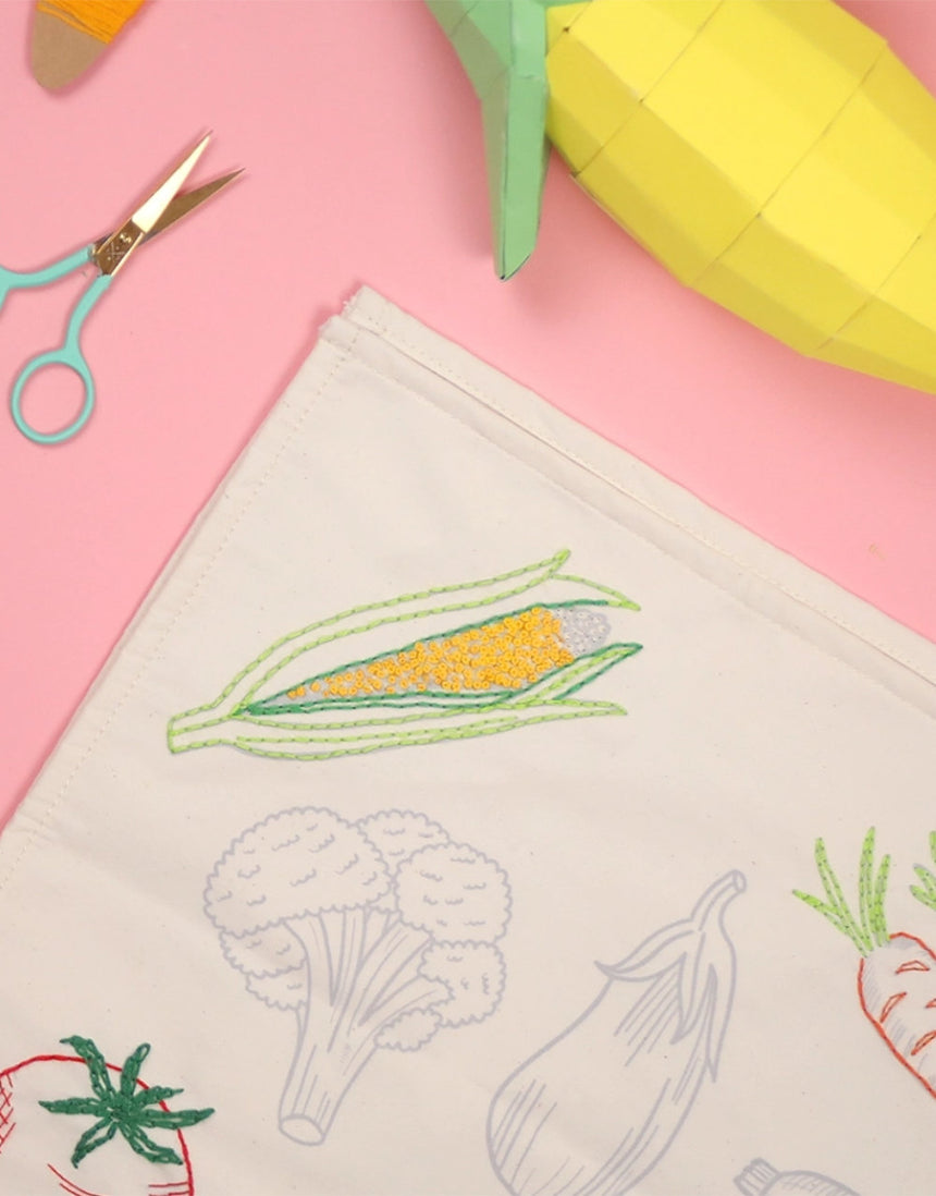 Stitch Your Vegetables Tea Towel, Chasing Threads