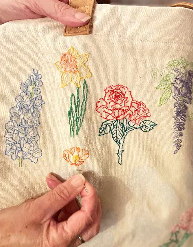 Stitch Your Flowers Tote Bag, Chasing Threads