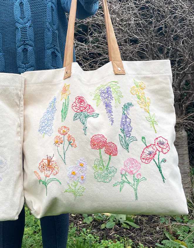 Stitch Your Flowers Tote Bag, Chasing Threads