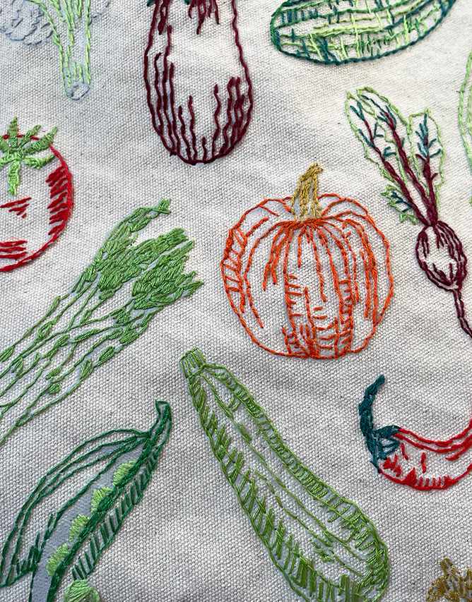 Chasing Threads Embroidery Stitch Your Vegetables Tote Bag, Chasing Threads 7141148594914