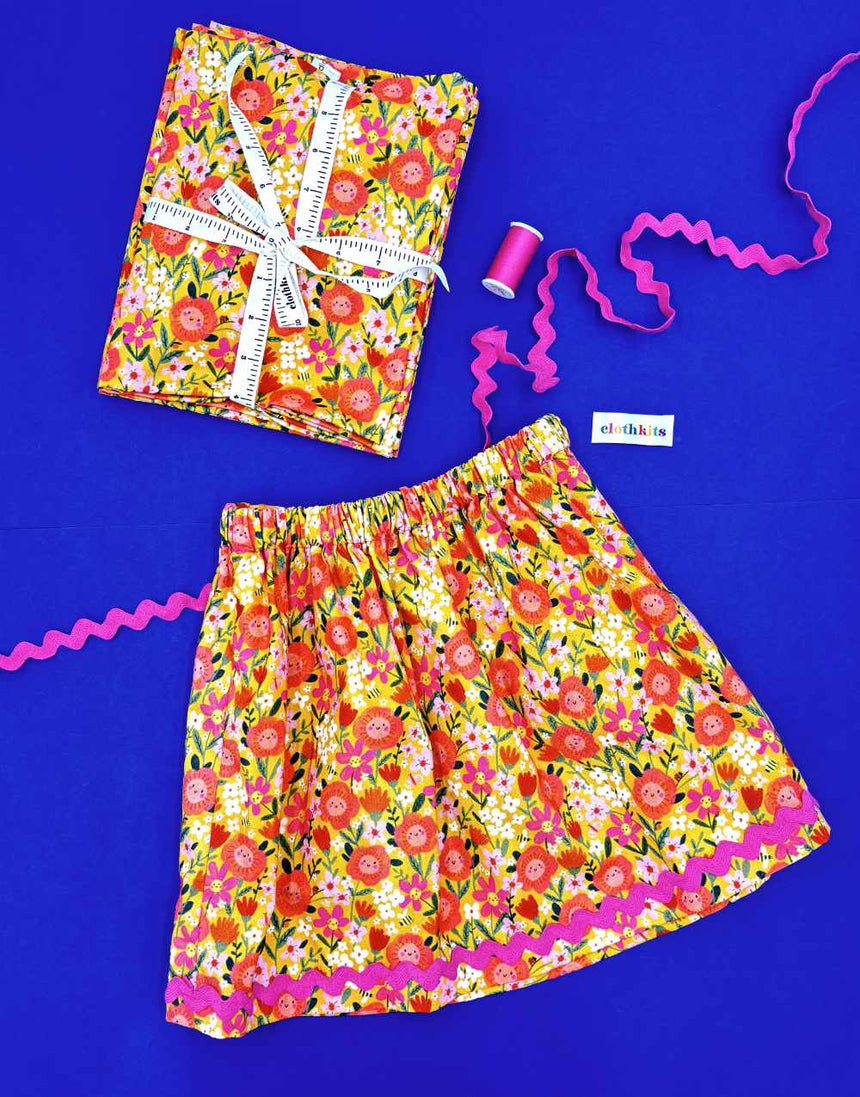 Cotton Easy Gathered Skirt with Ric Rac, Children's Dressmaking Kit, Age 1-10