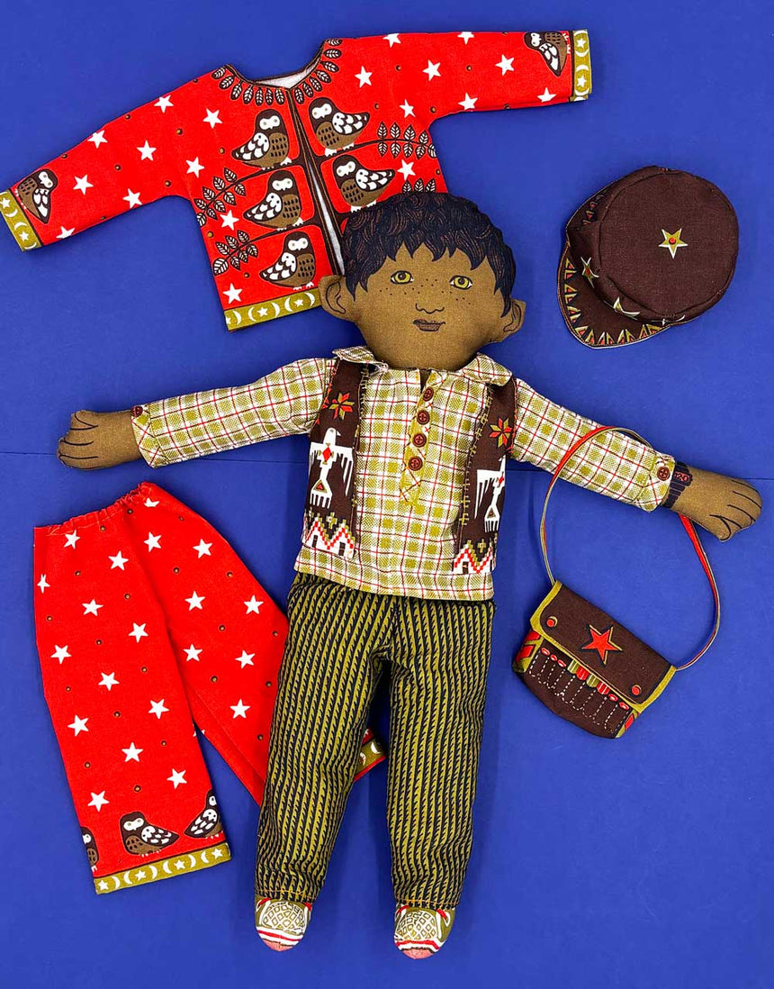 1970s Original Clothkits® Boy Rag Doll Sewing Kit, Khaki Kit