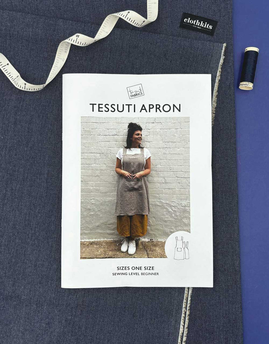 Denim Cross Back Apron Complete Dressmaking Kit, Tessuti