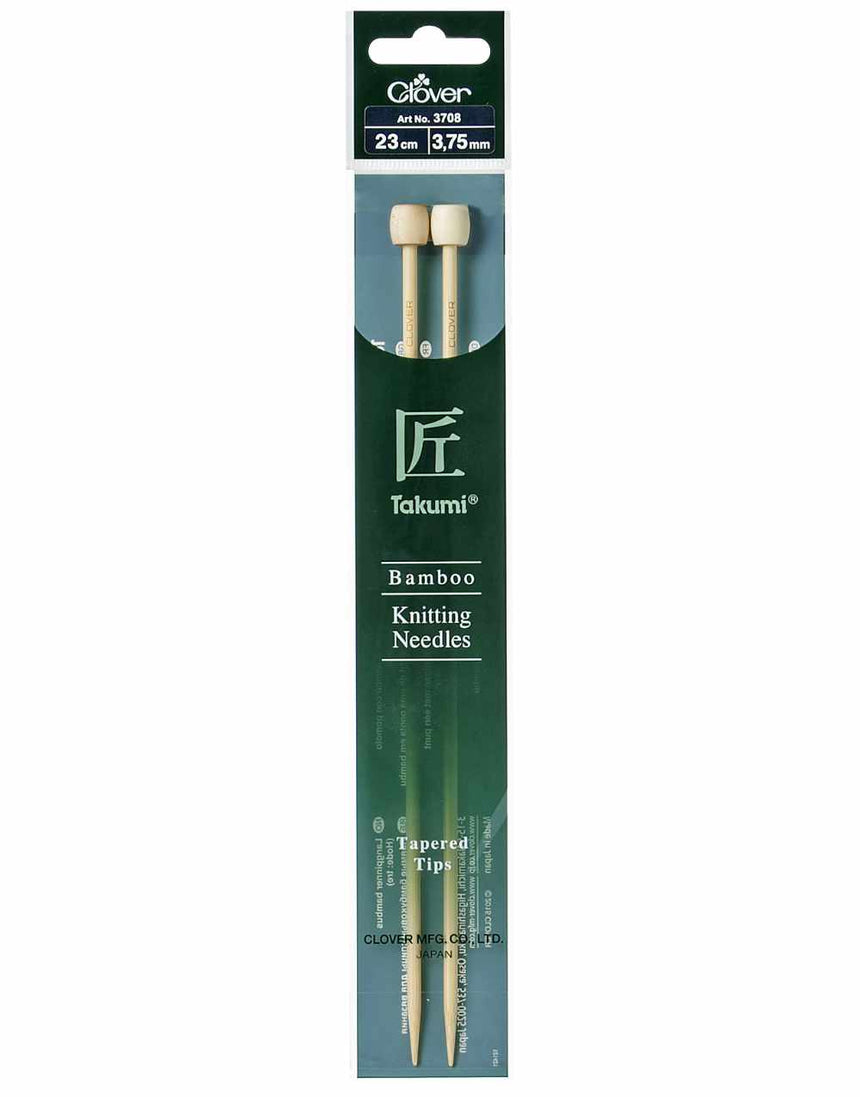 Takumi Bamboo Singel Ended Knitting Needles, 23cm x 3.75mm