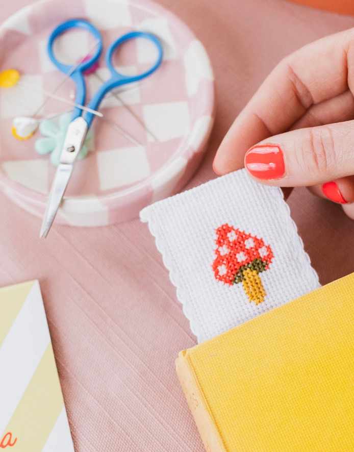 Toadstool Cross Stitch Bookmark Kit, Cotton Cara