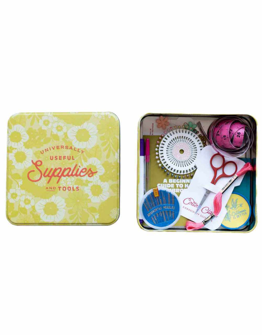 Embroidery Starter Kit Sewing Tin, Cotton Clara