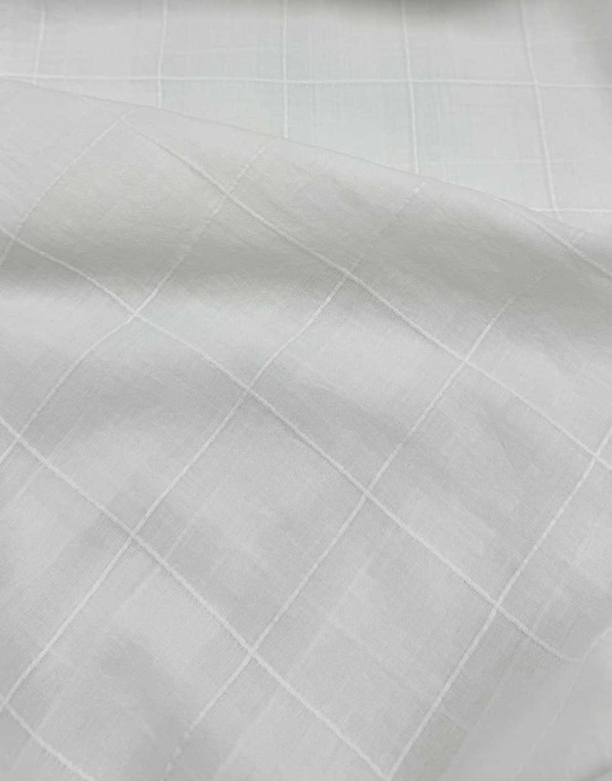 Off-White Cotton Voile Square Dobby Fabric