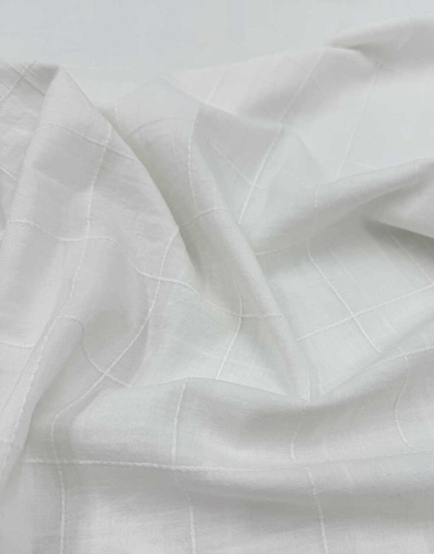 Off-White Cotton Voile Square Dobby Fabric