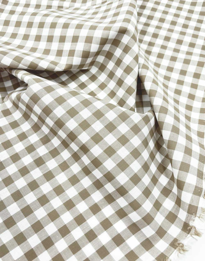 Small Sand Gingham Cotton Fabric