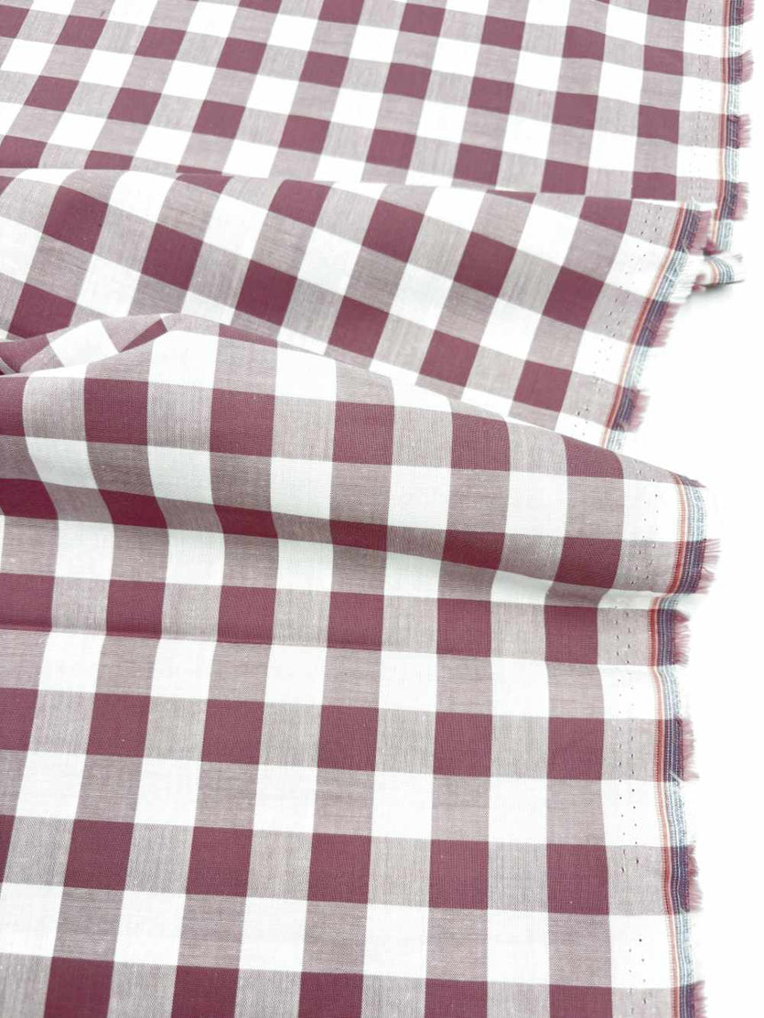 Large Mauve Gingham Cotton Fabric