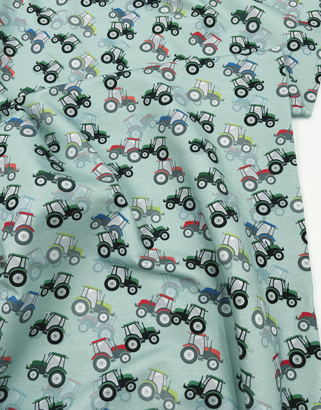 Old Green Tractors French Terry Fabric