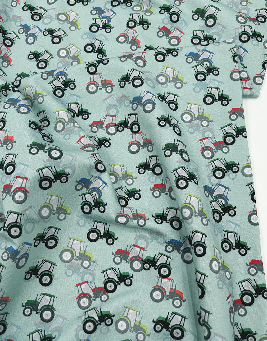 Old Green Tractors French Terry Fabric