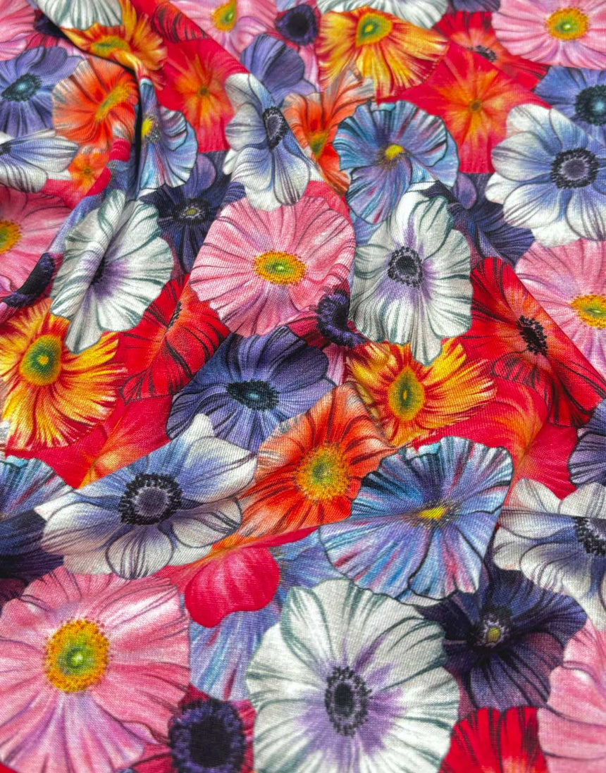 Libby Sunset Flower Cotton Jersey Fabric