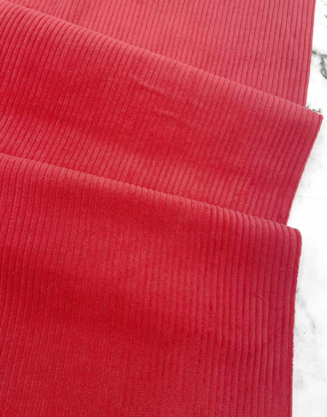 Not Specified Corduroy Red / Plain Red Jumbo Cotton Corduroy 4.5 Wale Fabric 14194