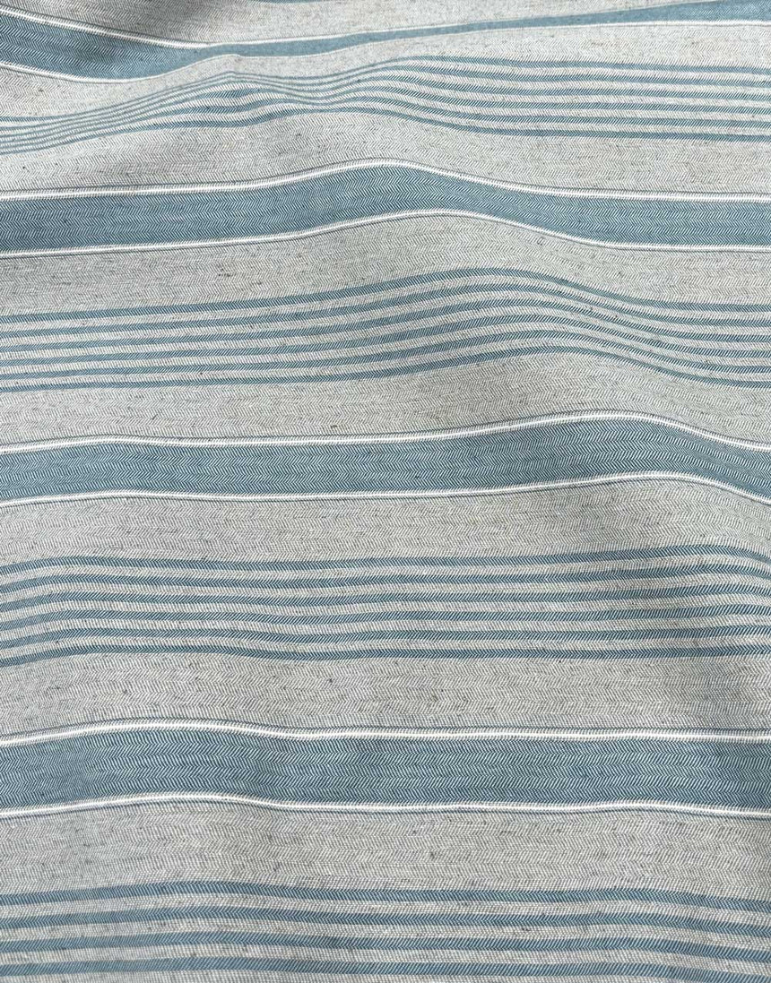 Blue Linen Cotton Ticking Stripe