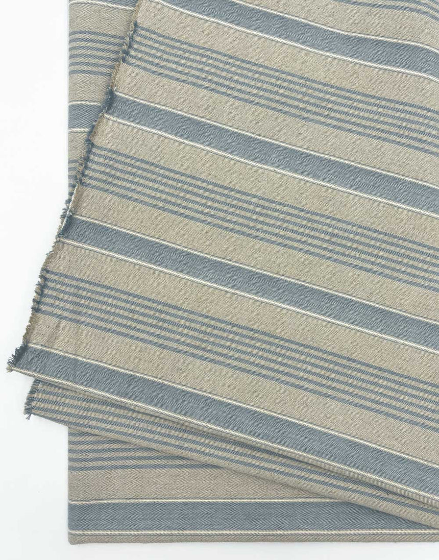 Blue Linen Cotton Ticking Stripe