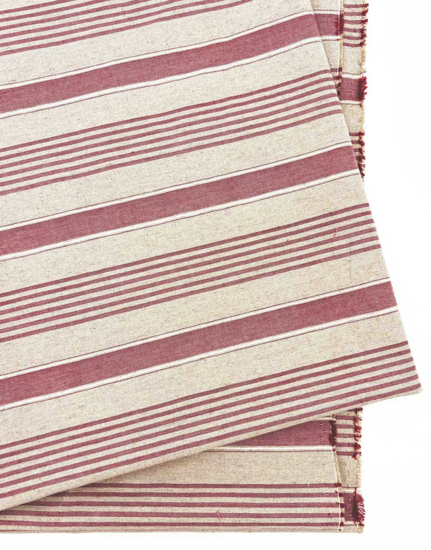 Red Linen Cotton Ticking Stripe