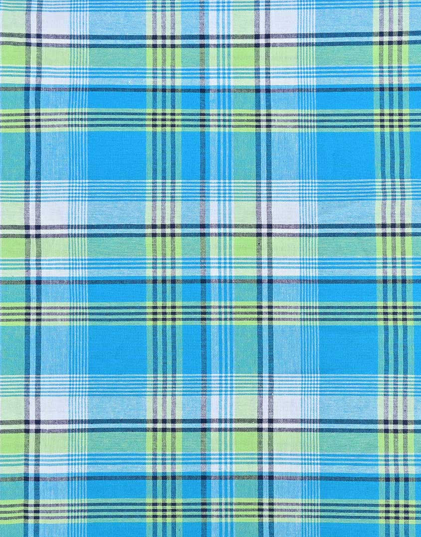 Aqua Blue Check Madras Cotton Fabric