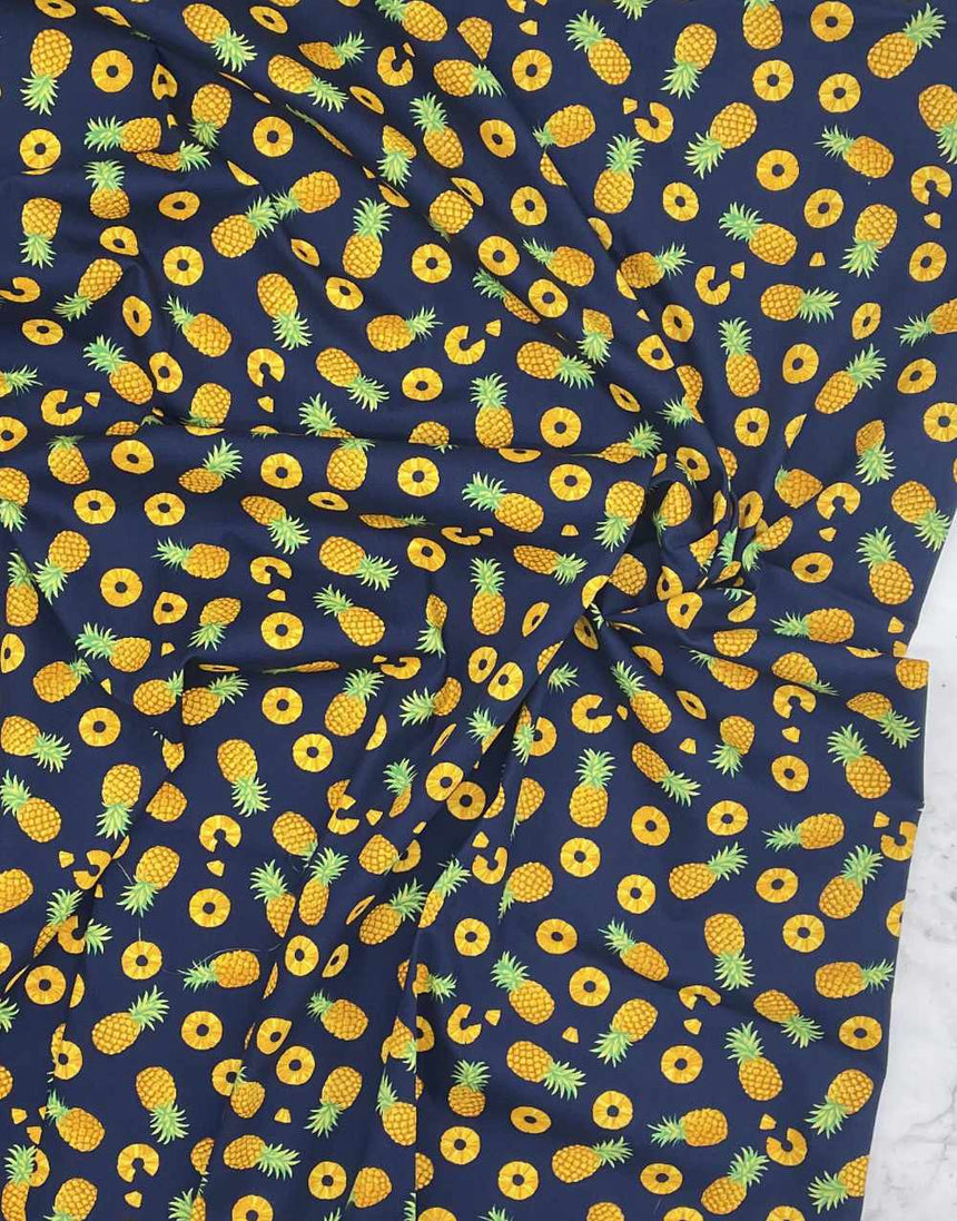 Pineapple Printed Cotton Poplin Fabric