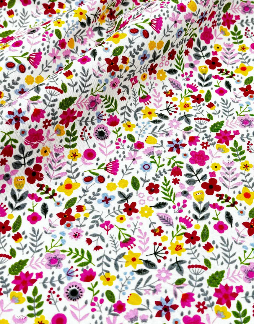 Meadow Floral Printed Cotton Poplin Fabric