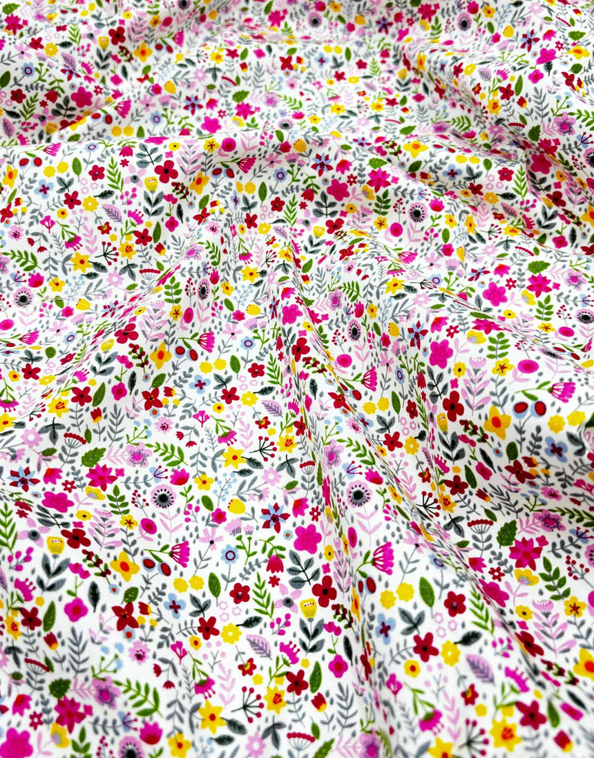 Meadow Floral Printed Cotton Poplin Fabric