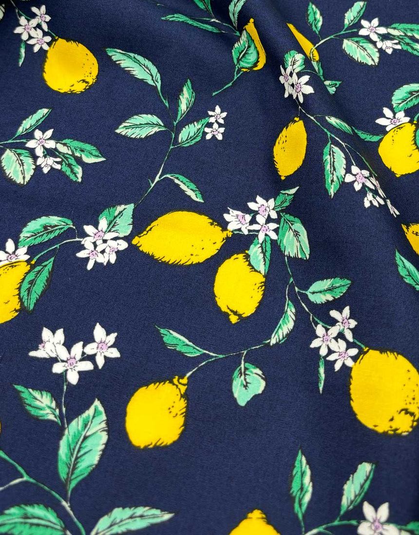 Lemons Printed Cotton Poplin Fabric