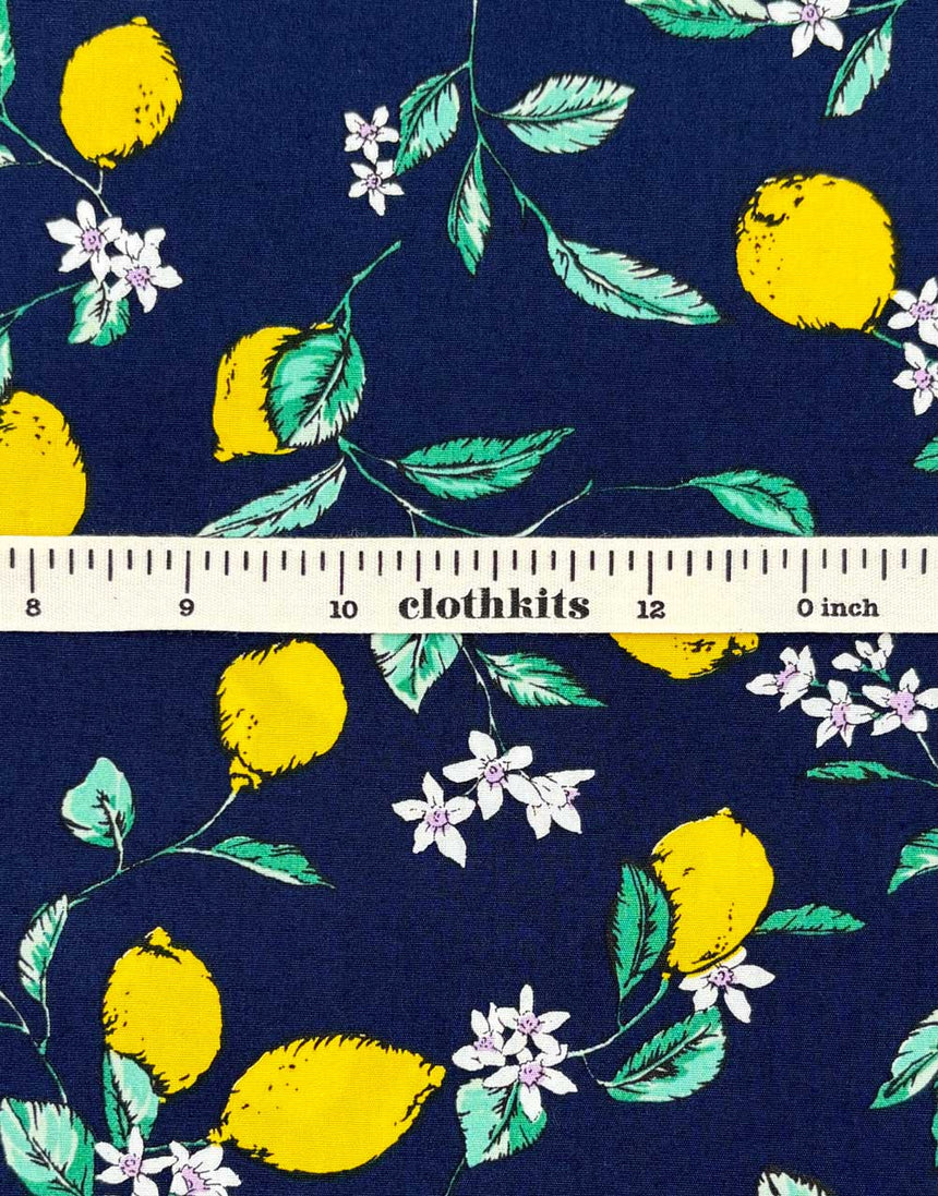 Lemons Printed Cotton Poplin Fabric