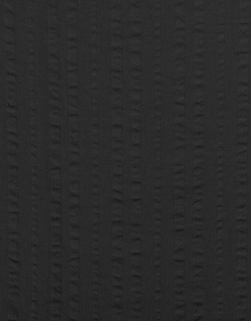 Remnant 1m - Black Ribbon Seersucker Cotton Fabric