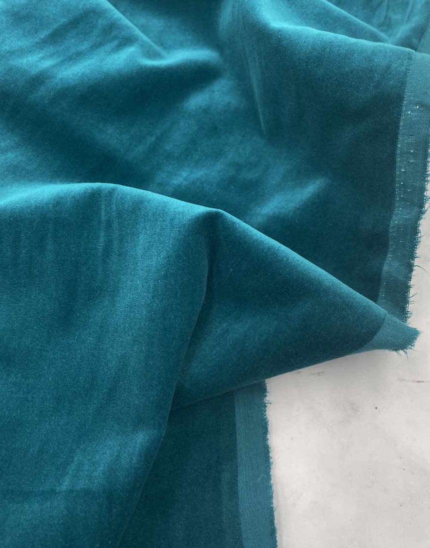 Remnant 1m - Teal Cotton Velvet Fabric