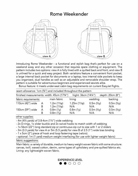 Dhurata Davies Bags & Accessories Rome Weekender Bag Sewing Pattern, Dhurata Davies 15676