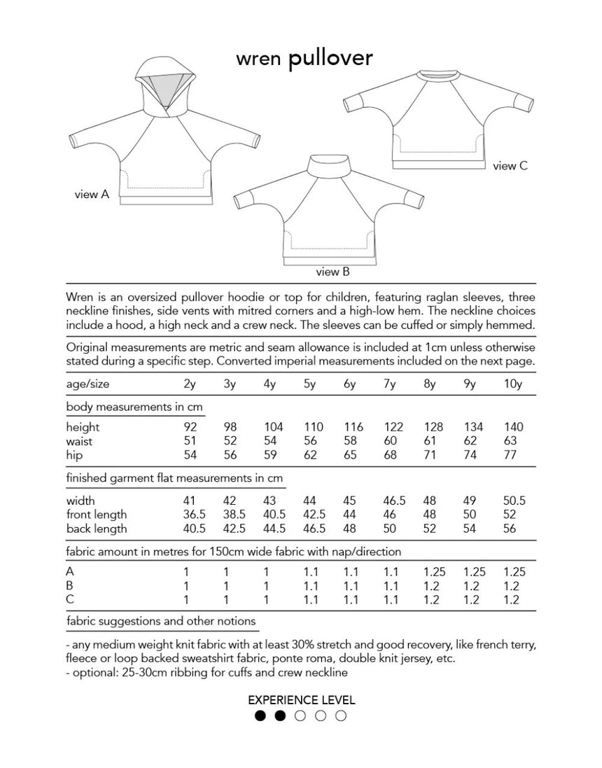 Wren Pullover & Hoodie Kid's Sewing Pattern, Dhurata Davies