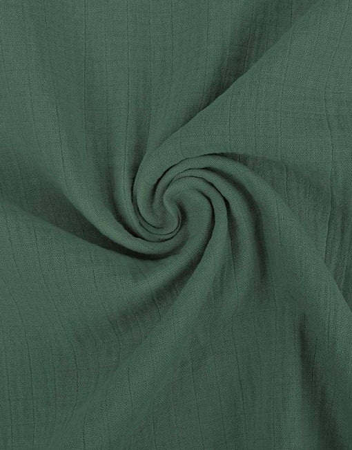 Remnant 35cm -Olive Green Double Gauze Cotton with Little Check Fabric