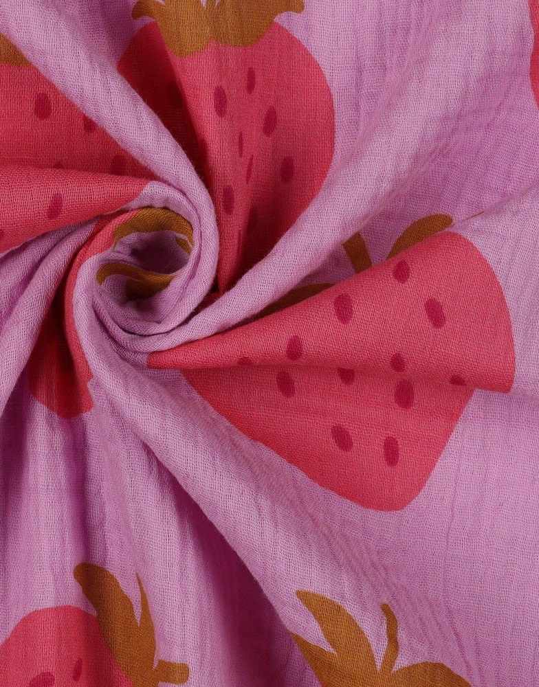 Pink Strawberry Double Gauze Fabric